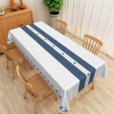 Lofaris Trendy Blue White Mediate Line Rectangle Tablecloth